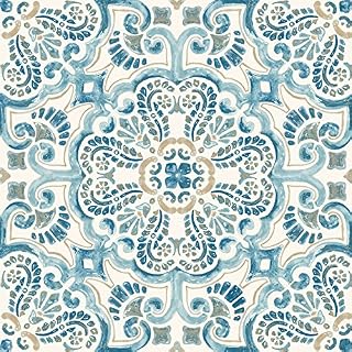 FloorPops FP2477 Fontaine Peel & Stick Tiles Floor Decal, Blue