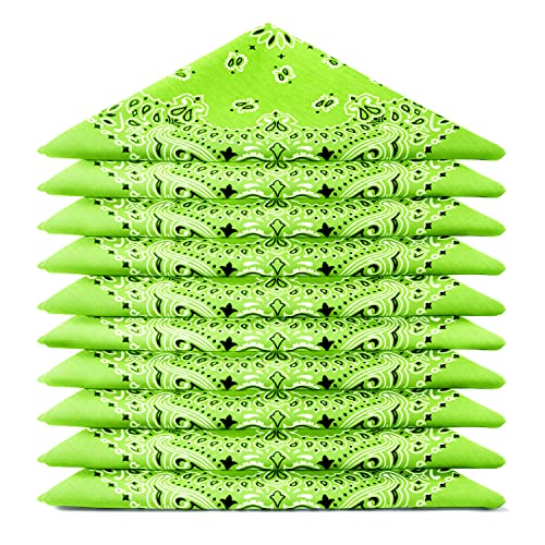 Karl Loven EL BANDANA - Lote de bandanas 100% Algodon de primera calidad Paisley Panuelo Cabeza Cuello Bufanda - Juego de 5 Verde Manzana (Modello Mandala)