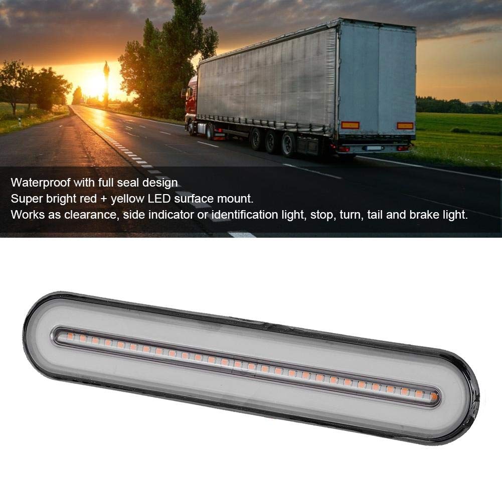 Reminnbor Fanale posteriore a LED per camion | Indicatore di direzione fanale posteriore impermeabile 3 in 1 100LED 12V-24V giallo + rosso