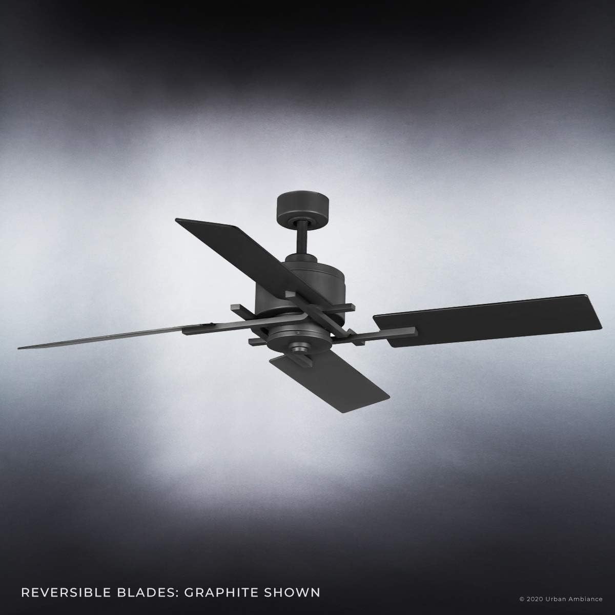 Urban Ambiance Luxury Urban Loft Indoor Ceiling Fan, Medium Size: 15.4" H x 56" W, with Industrial Chic Style Elements, Charcoal Finish, UHP9060 from the Amelia Collection