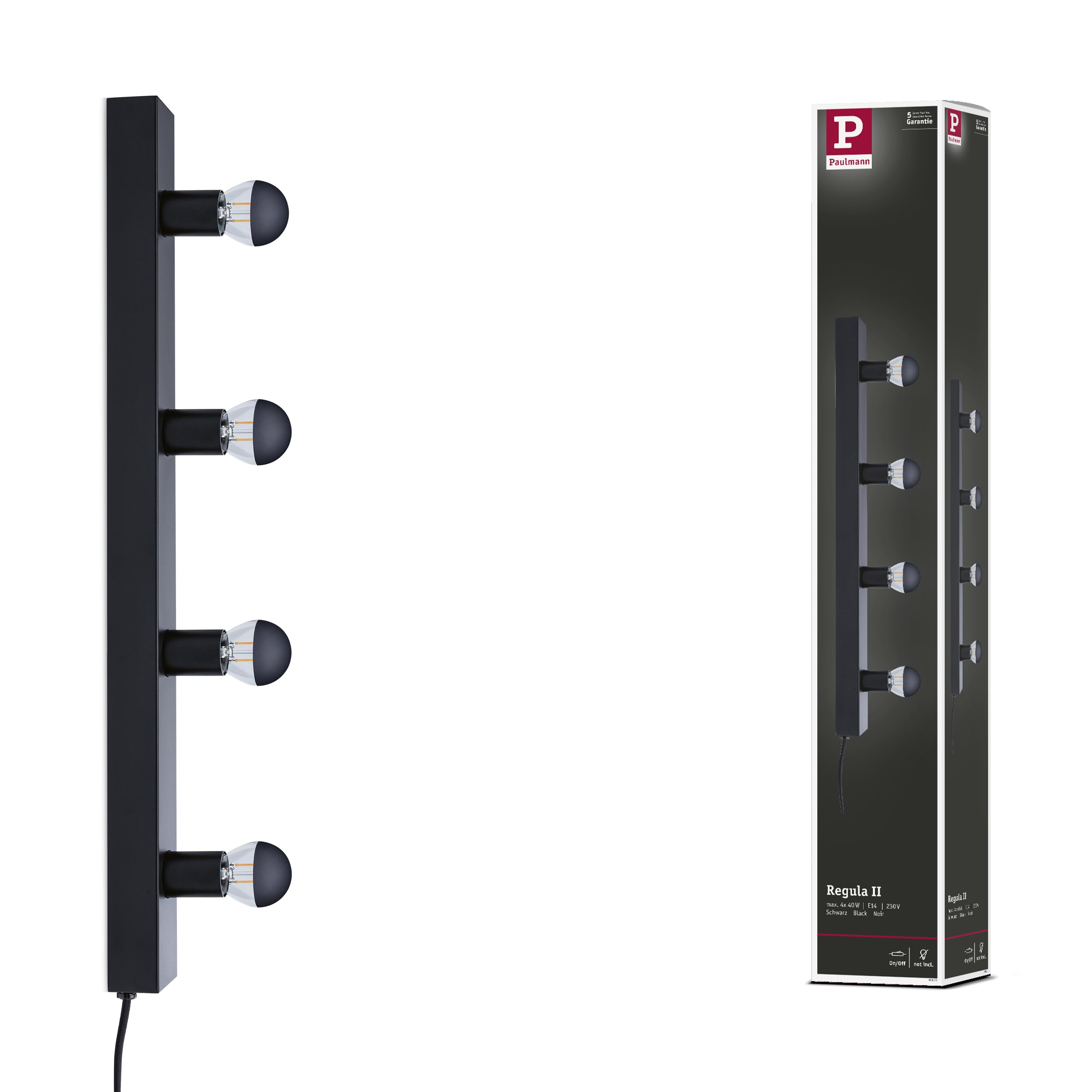 Paulmann 80101 Spiegelleuchte E14 230V max. 4x40W dimmbar Schwarz