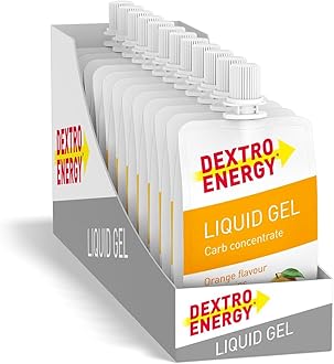 Energy Gel | Pack of 12 | High Carb Gel with 28 g of Carbohydrates | Liquid Burst of Energy | Non-Sticky Energy Gel Orange | For Running or Cycling | Vegan