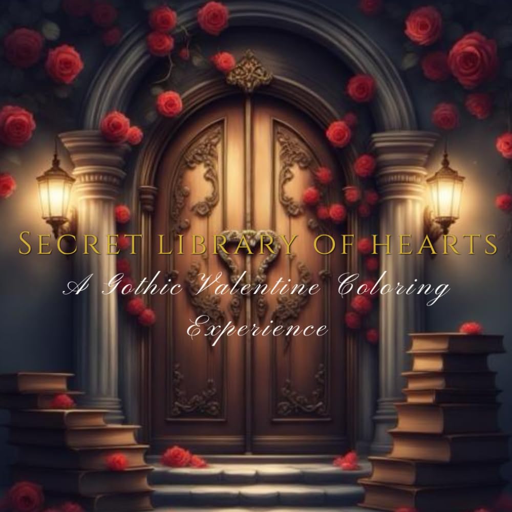 Secret Library of Hearts: A Bold Outline Coloring Book: Intricate Dark Academia Designs for relaxation and Creative Joy