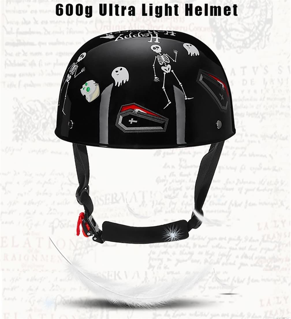 Motorrad-Halbhelme Mit Brille Und Gesichtsabdeckung, Retro-Schirmmütze Halbschale, Halbschalenhelm, DOT/ECE-geprüfter Vintage-Helm Im Deutschen Stil Für Männer Und Frauen (M/L/XL)