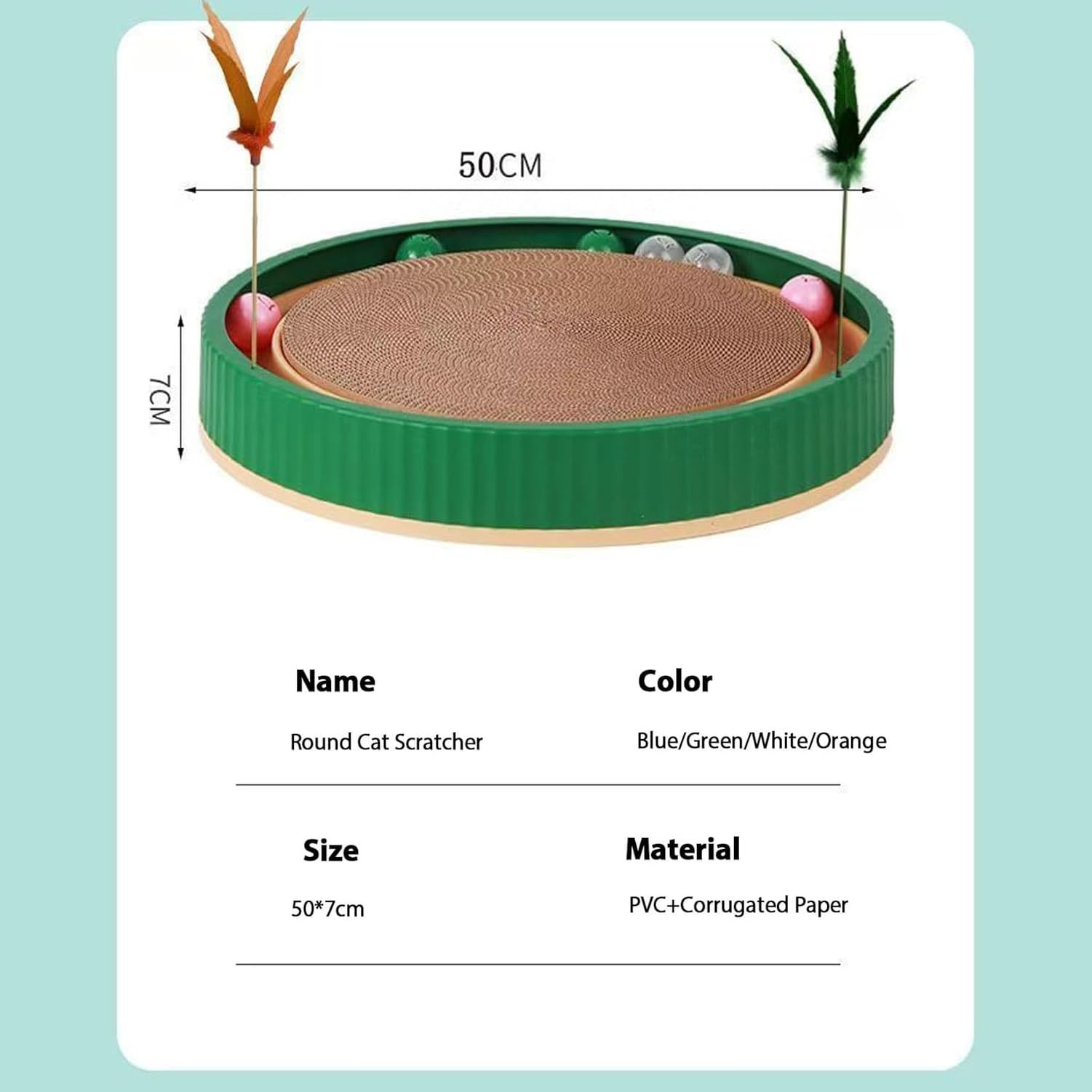 Cojín Rascador para Gatos, Tablero Ovalado de Sisal 50 cm para Gatos,