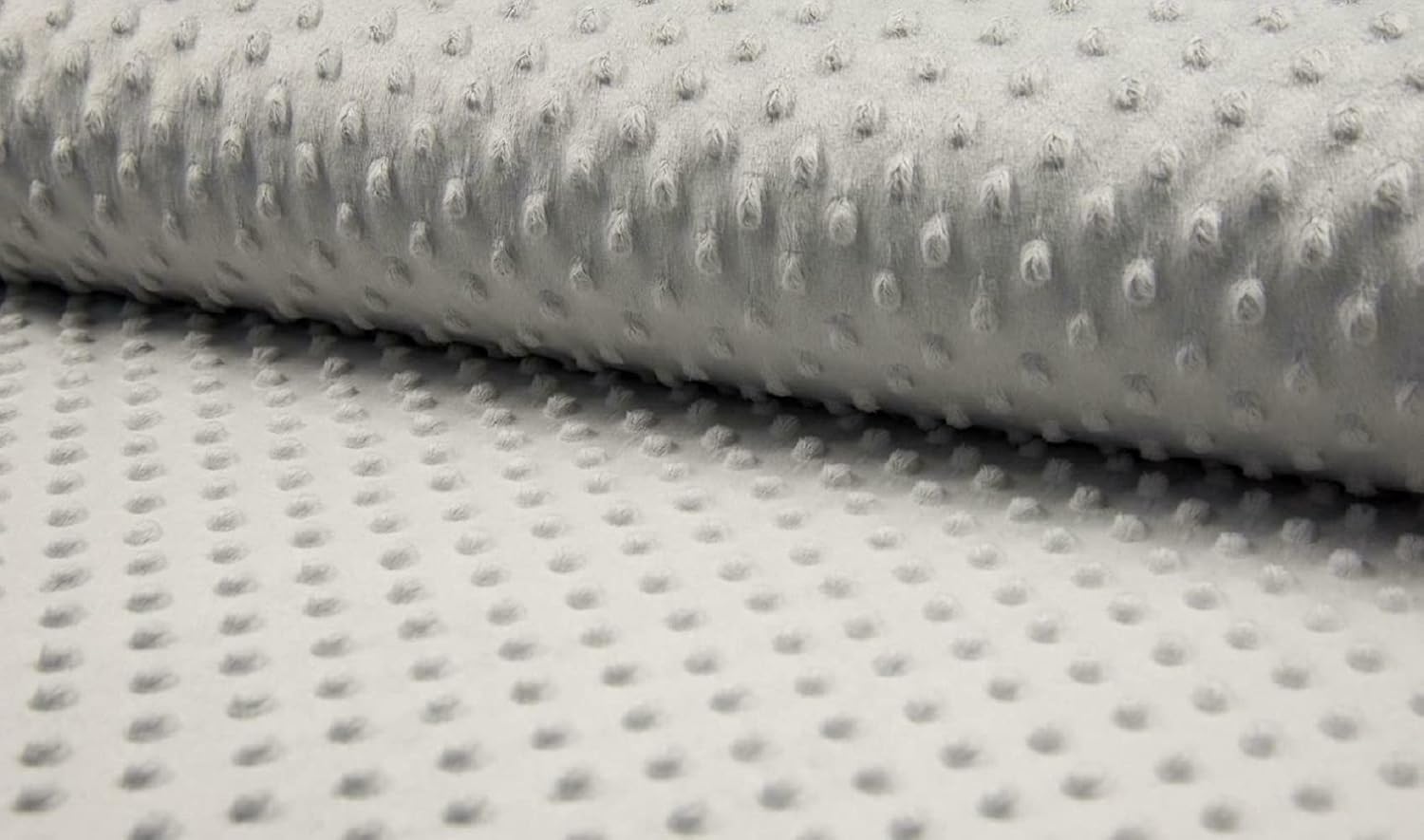 Luxury Supersoft DIMPLE Cuddle Soft Fleece Fabric Material - Light Grey, Precut - 1Mtr - 150cmx100cm
