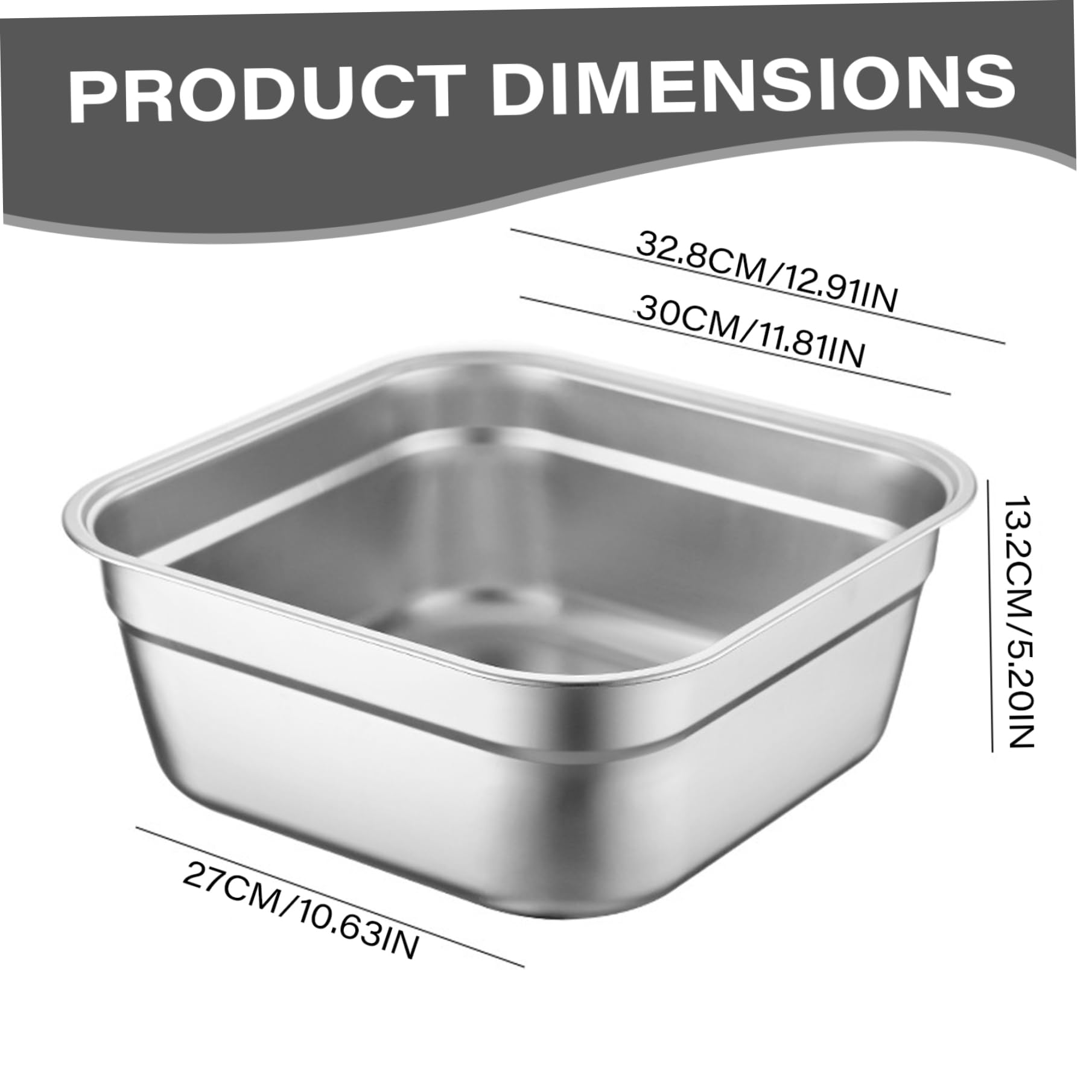 Tazón de Lavado, 304 Cuenca de Lavado Rectangular de Acero Inoxidable, Buque de Lavado Rectangular, tazón de Mezcla de tazón Fregadero de bañera de Acero Inoxidable de Acero Inoxidable de Lavado con