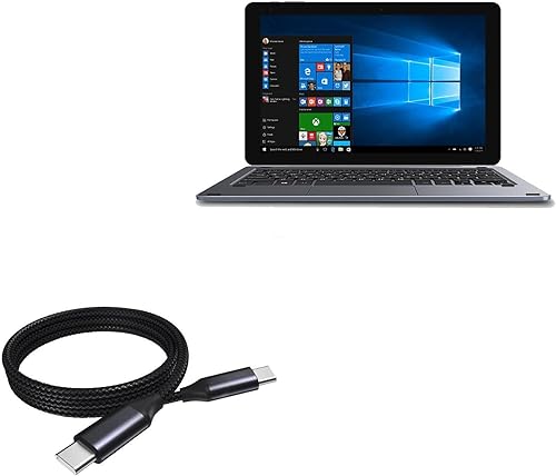 Miniatura 1 de BoxWave Cable compatible con Chuwi Hi10 Air - Cable PD DirectSync (3 pies), USB-C a USB-C (100 W), cable trenzado tipo C de carga y sincronización