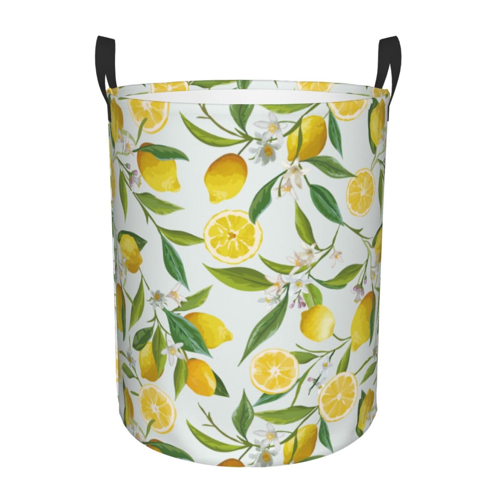 Laundry Hamper Lemon Fruits Laundry Basket Waterproof Personality Fashion Hampers for Laundry Large Collapsible Laundry Basket Storage Basket for Dorm and Home