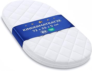 Mattress for Moses basket Baby bed or Mattresses Stroller - 33x72 cm - Foam Breathable Ideal for Travel Bed Chicco Next To Me Tutti Bambini CoZee Babylo Oeko-Tex 33 x 72