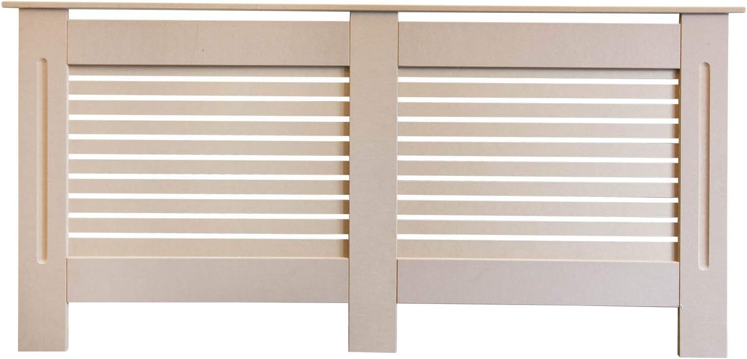 Jack Stonehouse Radiator Cover Modern Horizontal Slat MDF Wood Cabinet, Unfinished Adjustable