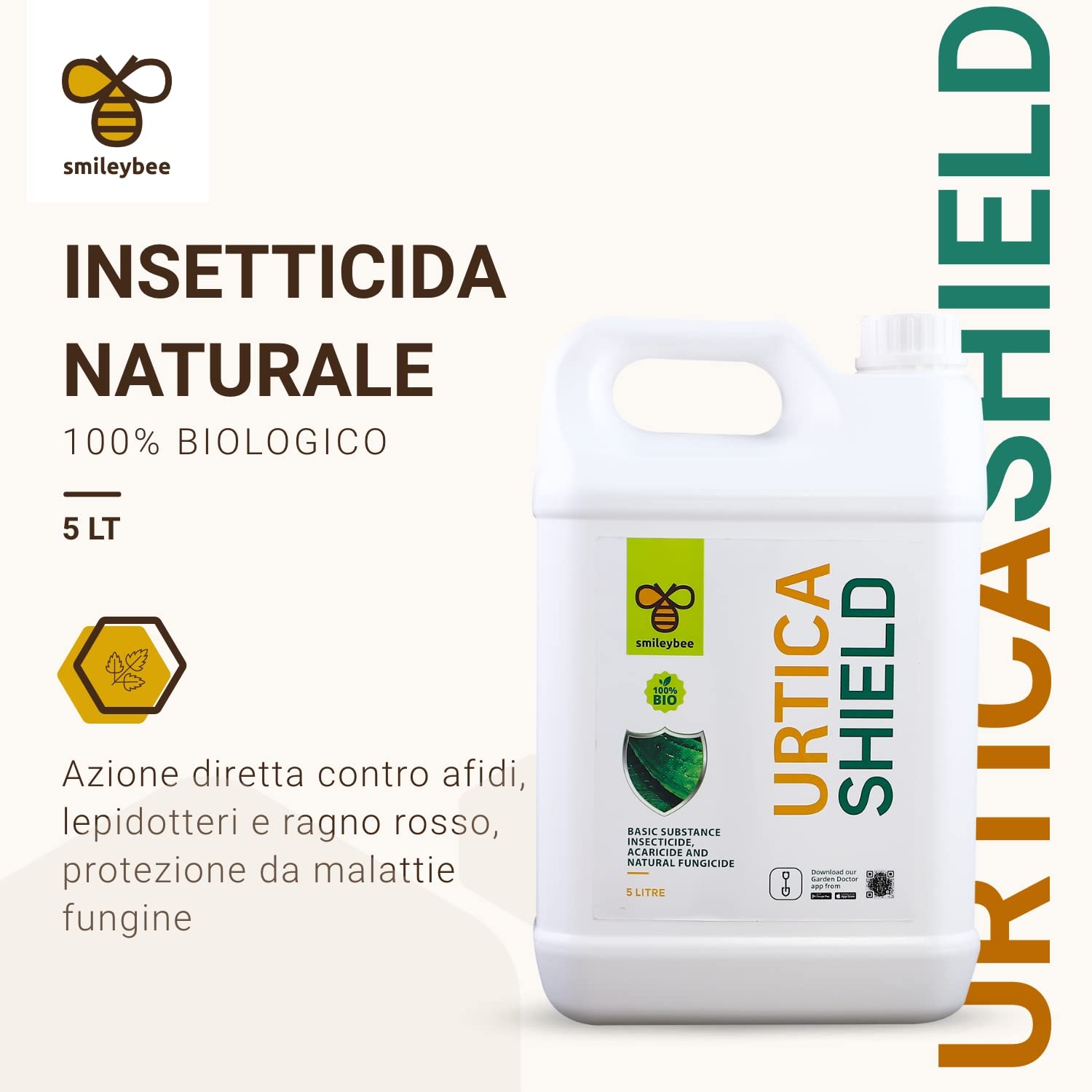 Insetticida Naturale per Piante a Base di Ortica 5 Litri Biologico Contro Afidi, Ragno Rosso