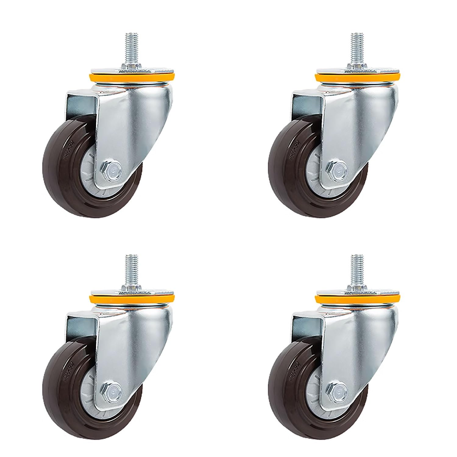 roulettes de Rechange 100mm roulettes Tige Fileté M14/16 * 30mm roulettes Charge Lourde avec Frein Lisse sans Bruit Lot de 4(Swivel,M14*30)