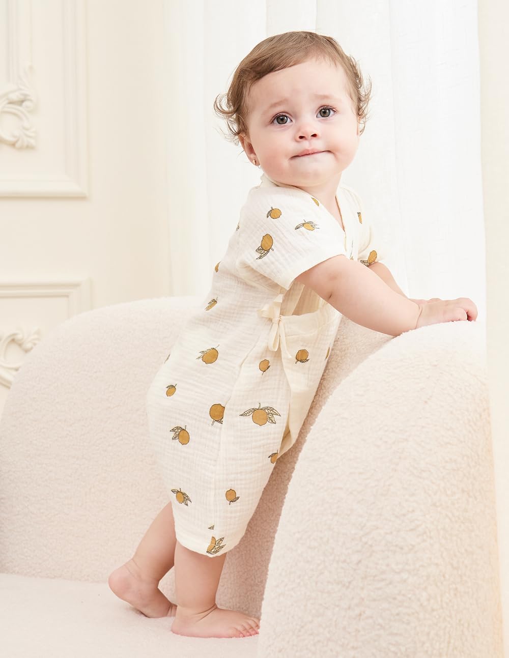 BINIDUCKLING Baby Kimono Cotton Muslin Romper Clothes Newborn - 24 Months