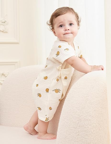 HahaNice Japanese Kimono Baby Thobe Cotton Infant Linen Romper 0-24 Months - 2
