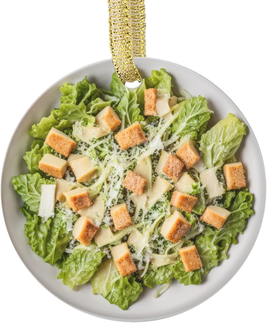 Food Themed Christmas Xmas Ornament Caesar Salad Foodie Accessories Gifts Holiday Tree Ornaments (Flat Design - NOT 3D)