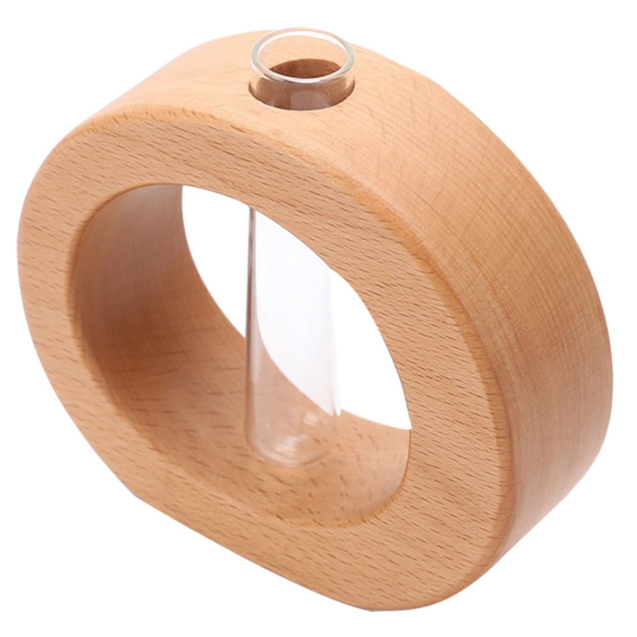 SOLUSTRE 5 Stück Holzständer mit Glasvase für Tischdeko für Blumenarrangements für Zuhause und Büro für Hochzeitsfeiern