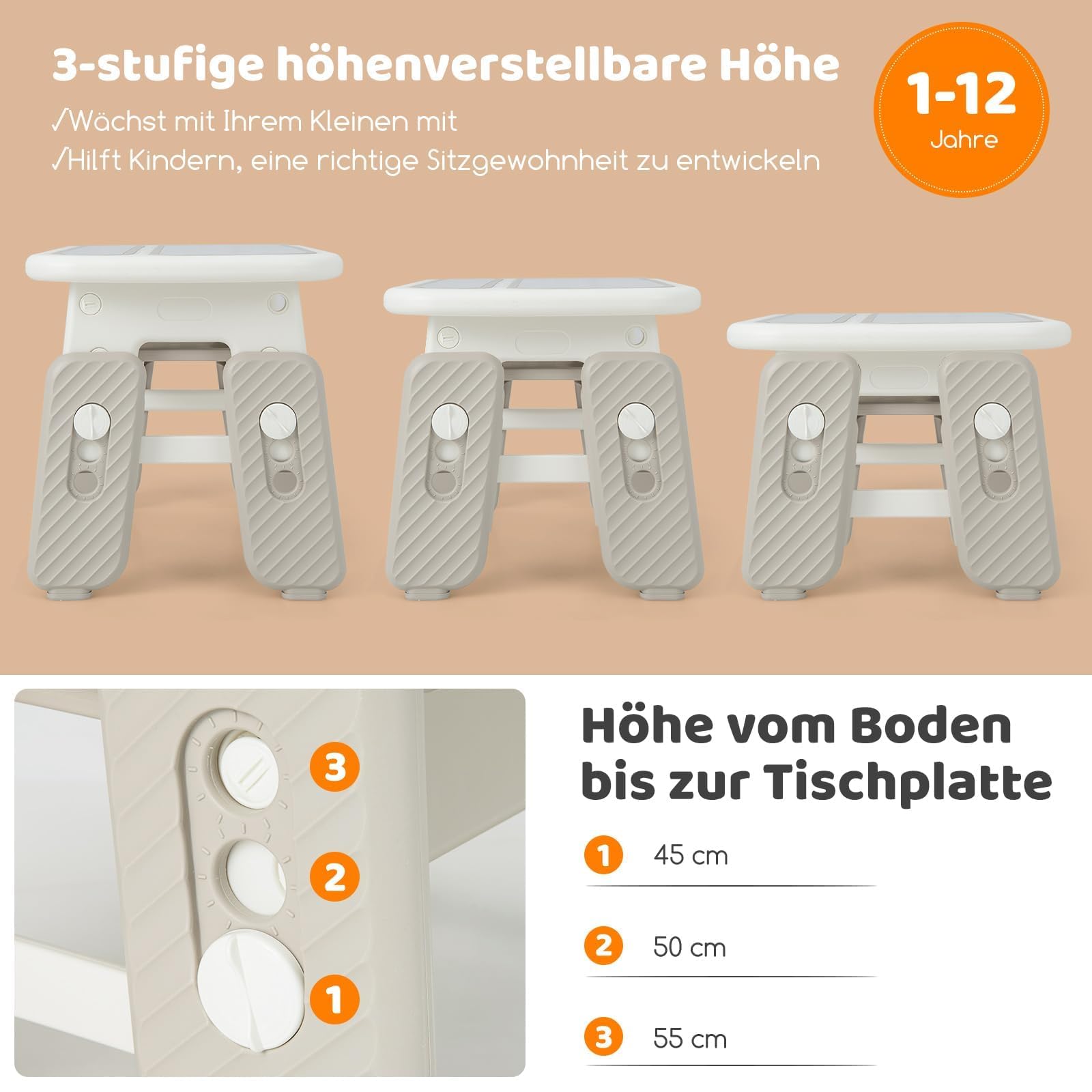 COSTWAY Kindertisch mit Stuhl, Kindersitzgruppe mit Stauraum, Kinder Tisch höhenverstellbar mit aufklappbarem Bücherregal & magnetischem Zeichenbrett, Maltisch für Kinder ab 1 Jahr