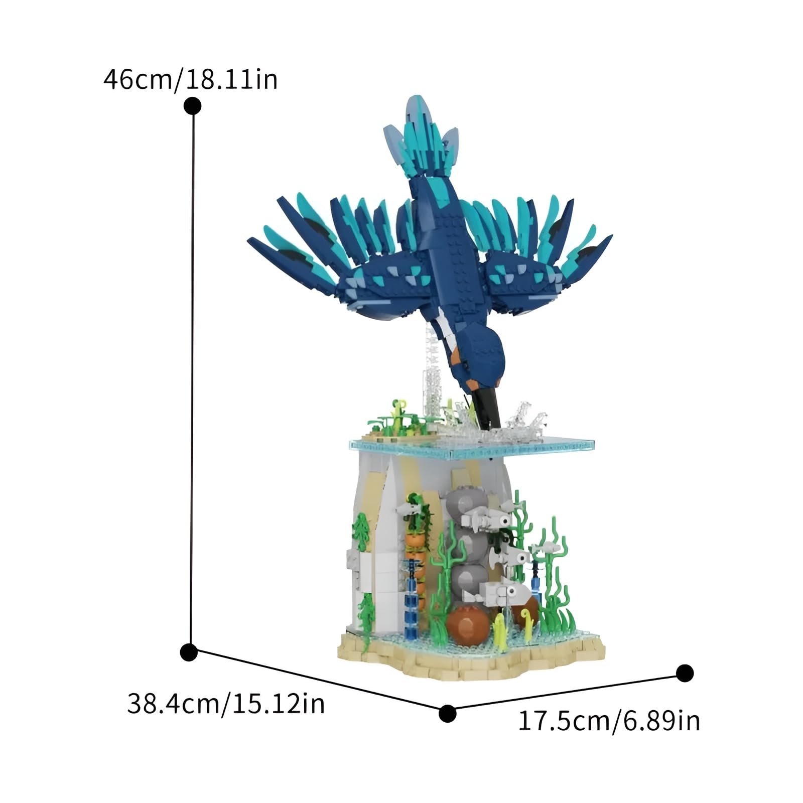Eisfischer Tauch Meeres Tier Bausteine Satz, 1310 Teile Kreative Vogel Modell Spielzeug mit Anzeige Stand, Meeres Leben Vogel Szene Bauklötze Kit, Ideen Geschenke für Tierliebhaber Teens Erwachsene