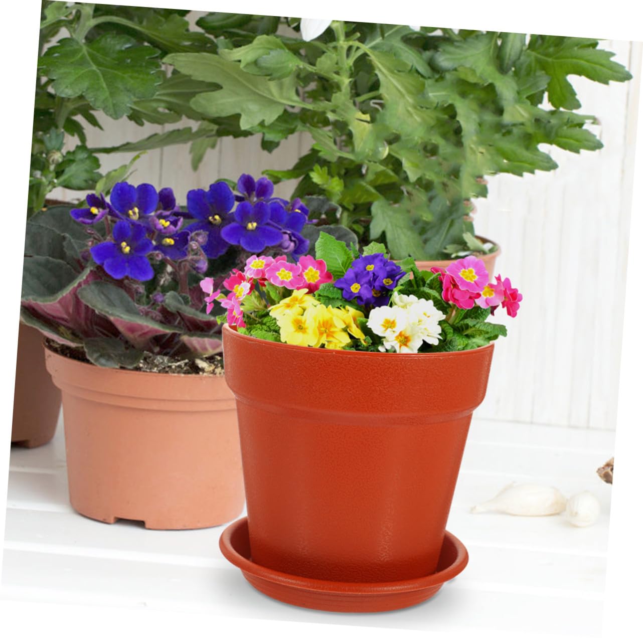 SUPVOX 10 Ensembles Pots de Fleurs Plastique Drainage et Soucoupes Pots de Plantation Polyvalents pour Fleurs et Semis pour Intérieur et Jardin