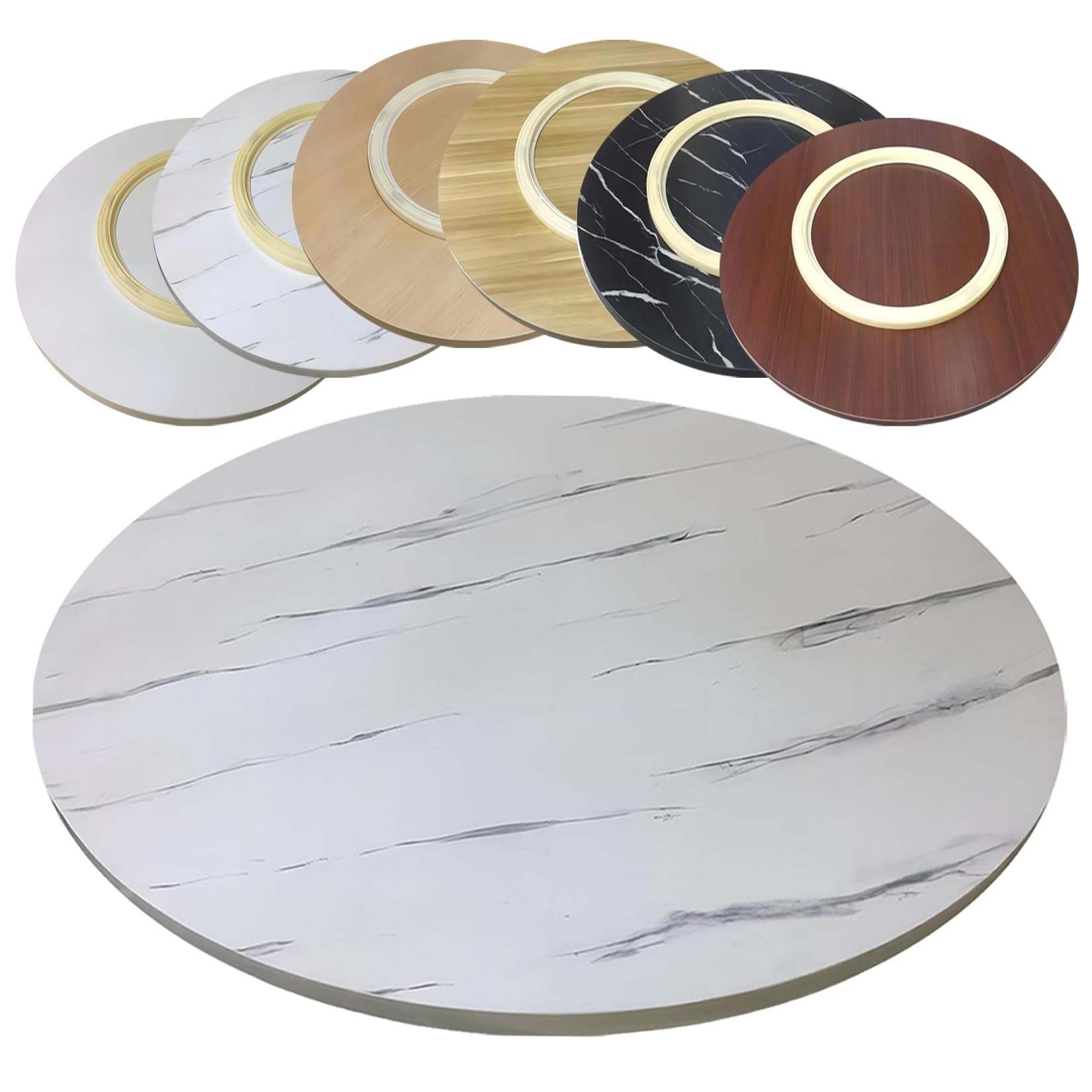 Bandeja redonda de madera para servir de 50 a 100 cm de diámetro, base silenciosa, gran bandeja giratoria para cocina, mesa de comedor, perfecta para entretenimiento y servir