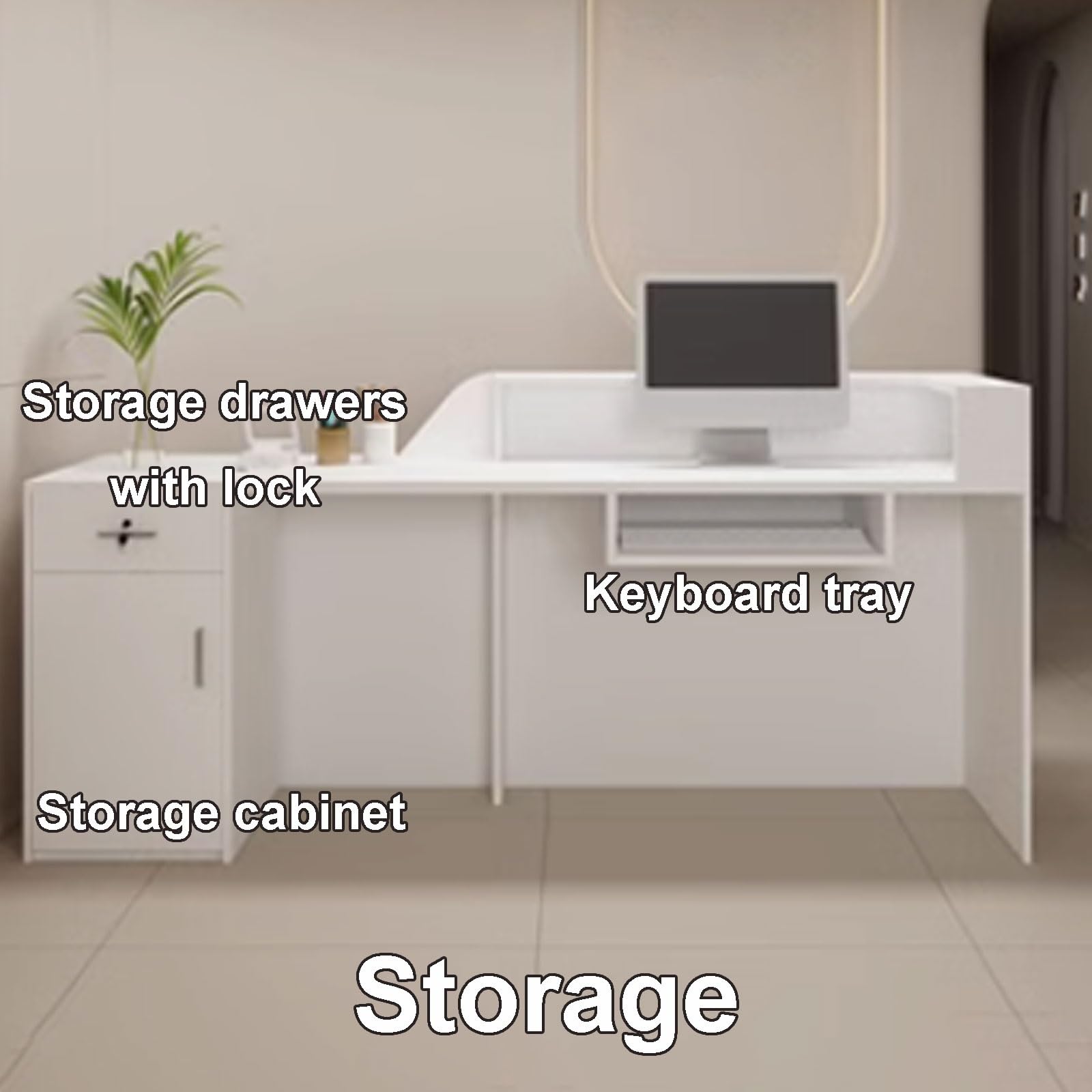 Moderner Empfangstisch, 120 cm, hellbraunes Holz, stilvolle Empfangstheke für Büro & Klinik, entspannende Beleuchtung, elegantes Design für professionelle Räume