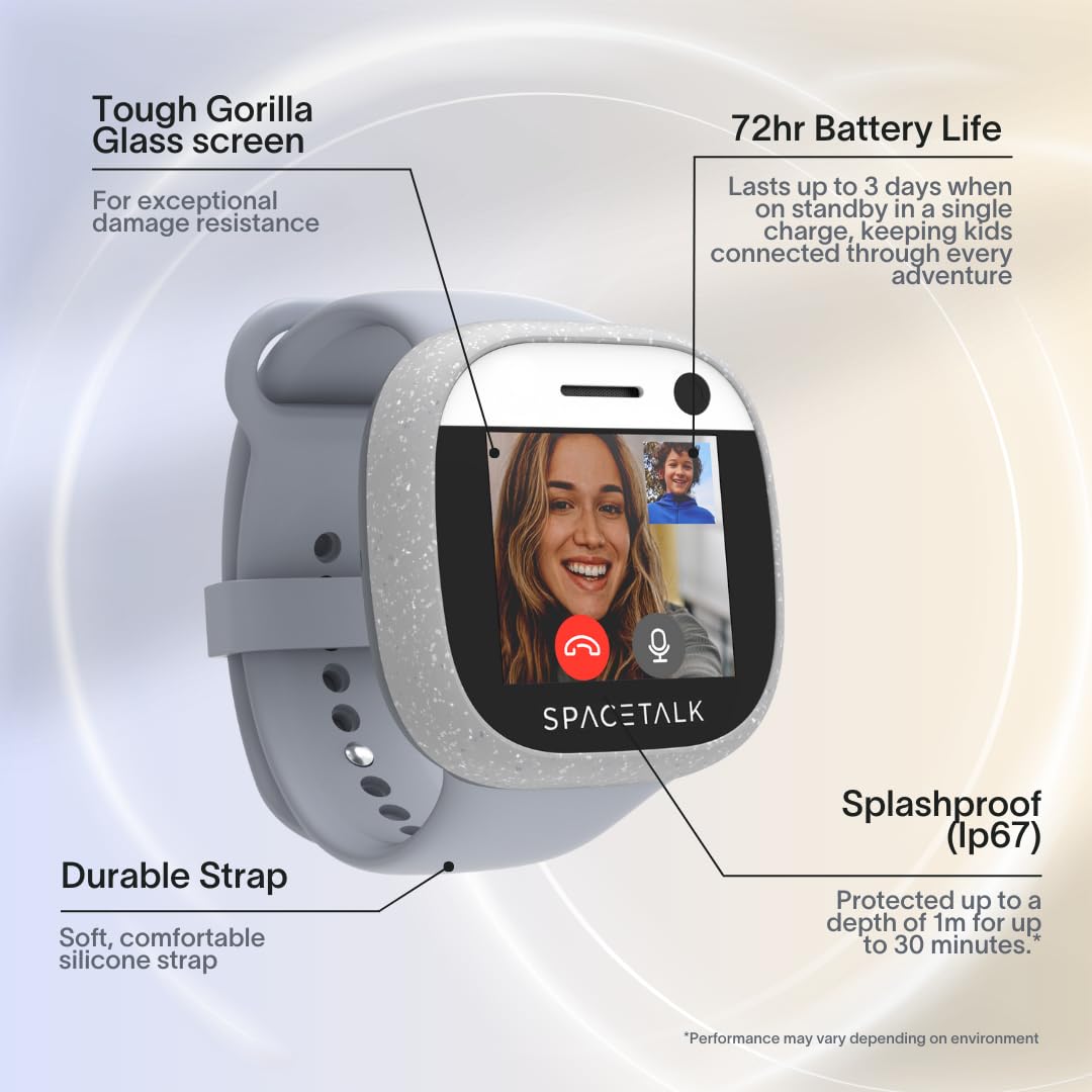 SPACETALK Adventurer Smartwatch 2-Pack (Midnight & Cloud) | Kids 4G Smart Watch with GPS, Text & Video Calling | 5MP Camera | Splashproof | SIM Included | Tough Screen | Mobile Plan Required (Sold Sep