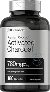 Activated Charcoal 780mg | 180 Capsules | from Coconut Shells | Non-GMO and Gluten Free Pills | by Horbaach