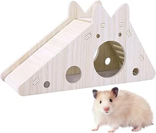 TIESOME Mini Hamsterhaus mit Leiter und Rutsche, small Hamsterspielzeug Versteck Hütte Ratte Versteck Kleintieraktivität Spielzeug DIY Hamsterkäfig Zubehör für kleine Haustiere (7.08x2.75x3.74in) product image