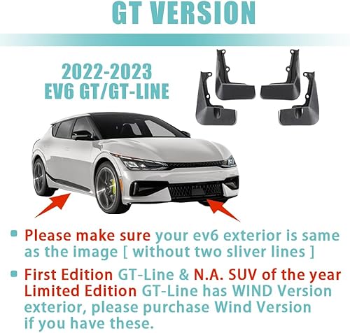 Miniatura 9 de BestEvMod Accesorios para guardabarros EV6 GT, guardabarros de protección contra salpicaduras (juego de cuatro) sin necesidad de taladrar agujeros