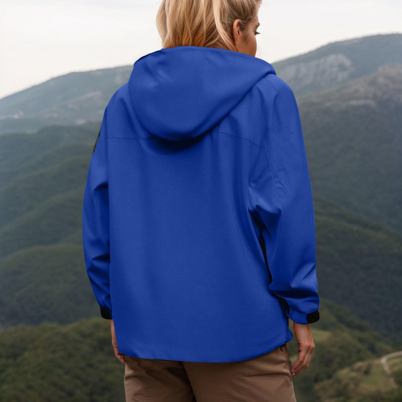 Genérico Chaqueta Entretiempo Mujer-Chaqueta Ligera Cortavientos Para Senderismo Al Aire Libre Para OtoñO Informal Con Capucha Impermeable De Viaje CóModo
