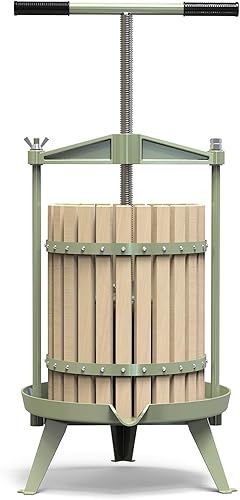 SQUEEZE master Prensa de sidra de vino de frutas, cesta de madera maciza, barra de mango de 4.75 galones18L-T, más estable, exprimidor tradicional