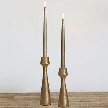 Iron Taper Candle Holder - Set of 2 Decorative Candle Stand, Metal Decorative Candlestick Holder for Wedding, Dining Table, Party Decoration Gold