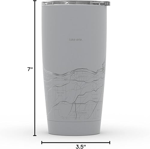 Vista 509 de Well Told Vaso de café aislado con diseño de mapa de Nueva York grabado, taza de acero inoxidable grabada (20 onzas, negro) con aislamiento de mapa