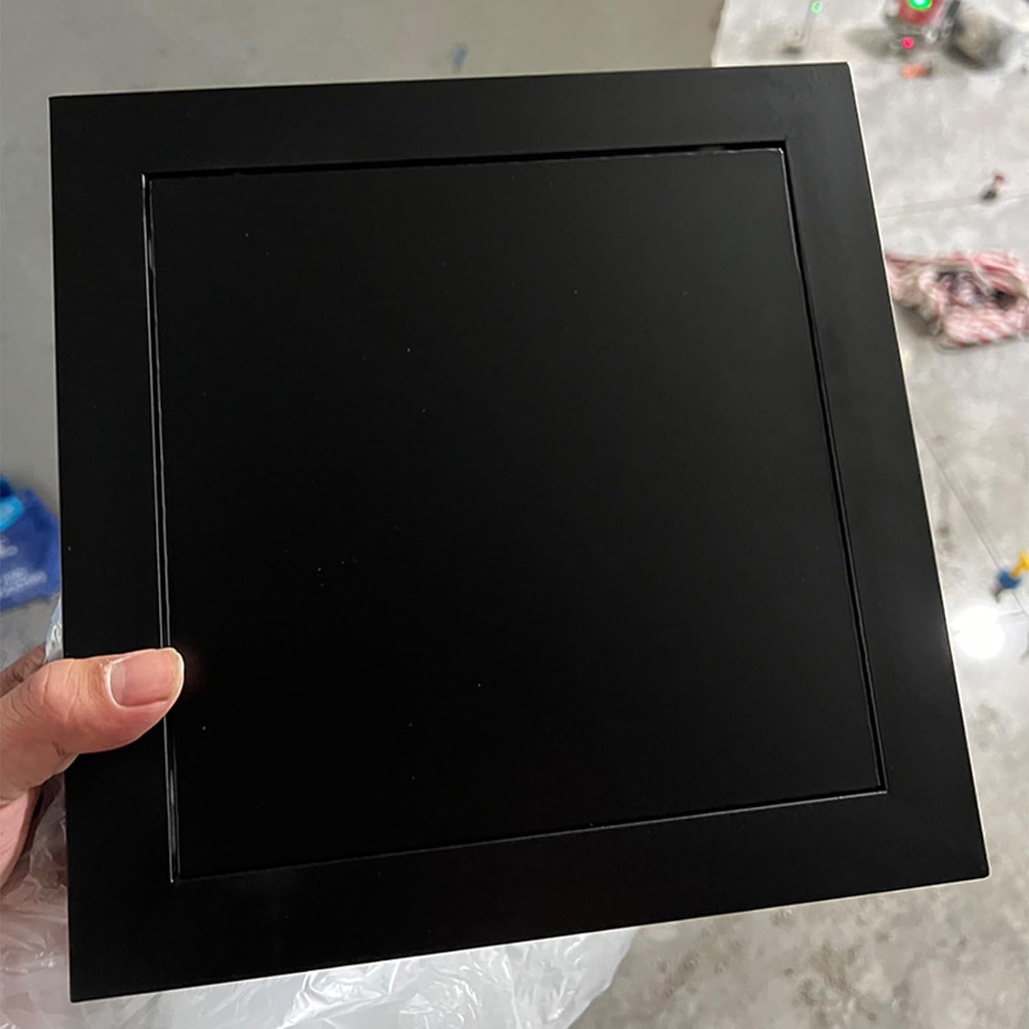 LZMZMQ Black Service Panel Cover for Drywall & Ceiling, Inspection Hatch Plate with 4 Screw Hole, Metal Wall Hatch Access Door for Wiring Cables Cords(30x45cm(12x18))