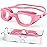 Zeligerstar Kids Swim Goggles,Swimming Goggles for Kids 6-14, Anti-Fog UV Protection Pool Glasses for Boys Girls (Pink+Clear Lens)