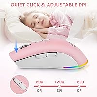 Vista 4 de Ratón Bluetooth inalámbrico, mouse óptico USB recargable, 3 DPI ajustables, modo dual silencioso LED (Bluetooth 5.2 y 2.4G) mouse inalámbrico