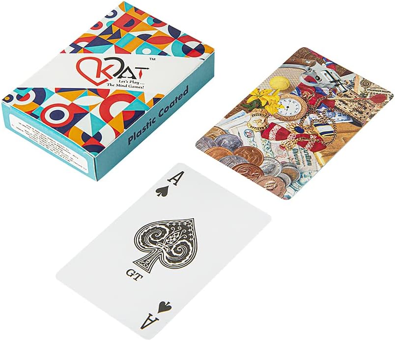 KAT 3 Piece Plastic Coated Playing Cards Multicolour Pack Premium Art Card Paper Decks for Bridge Rummy Poker Diwali Taash Game Nights Party & Fun Design B C D