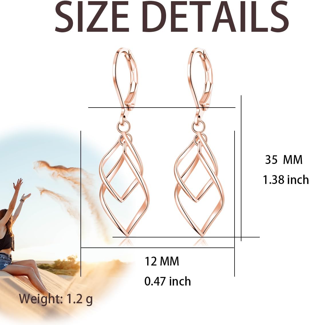 Leverback Earrings Dangle Earrings for Women Dangly Earrings Anniversary Birthday Gifts for Women - Image 3