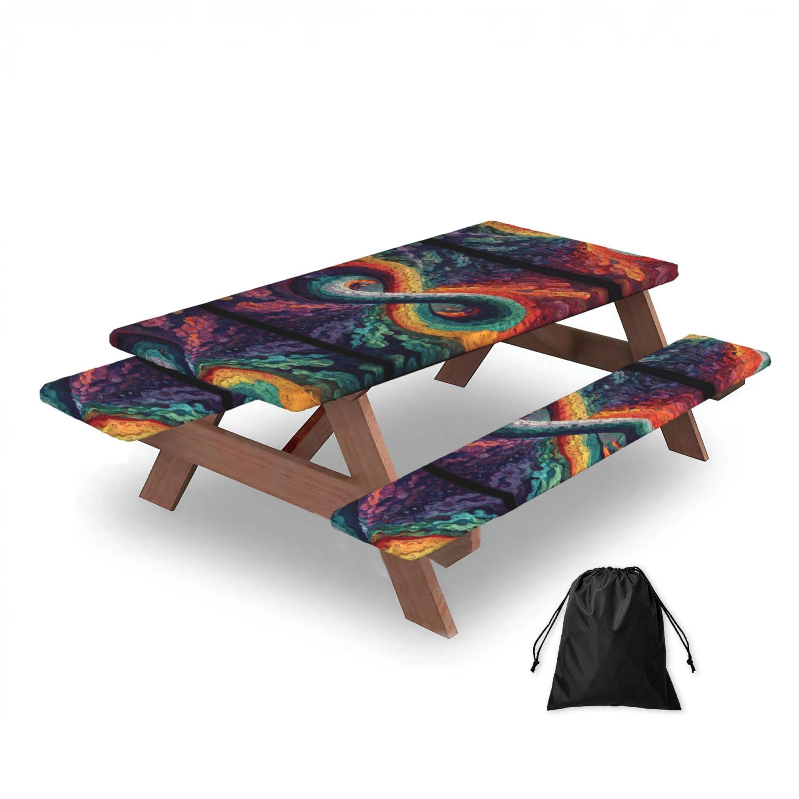 Zqytgfdc Black Dopamine Color Rectangular Water-Repellent Picnic Tablecloths, Outdoor Camping, Picnic, Bbq
