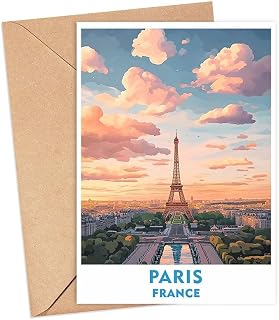 Paris City Greeting Card - France Travel Art - 5 x 7 inches - Birthday - Unisex-Adults - Multicolor - Modern Scenery