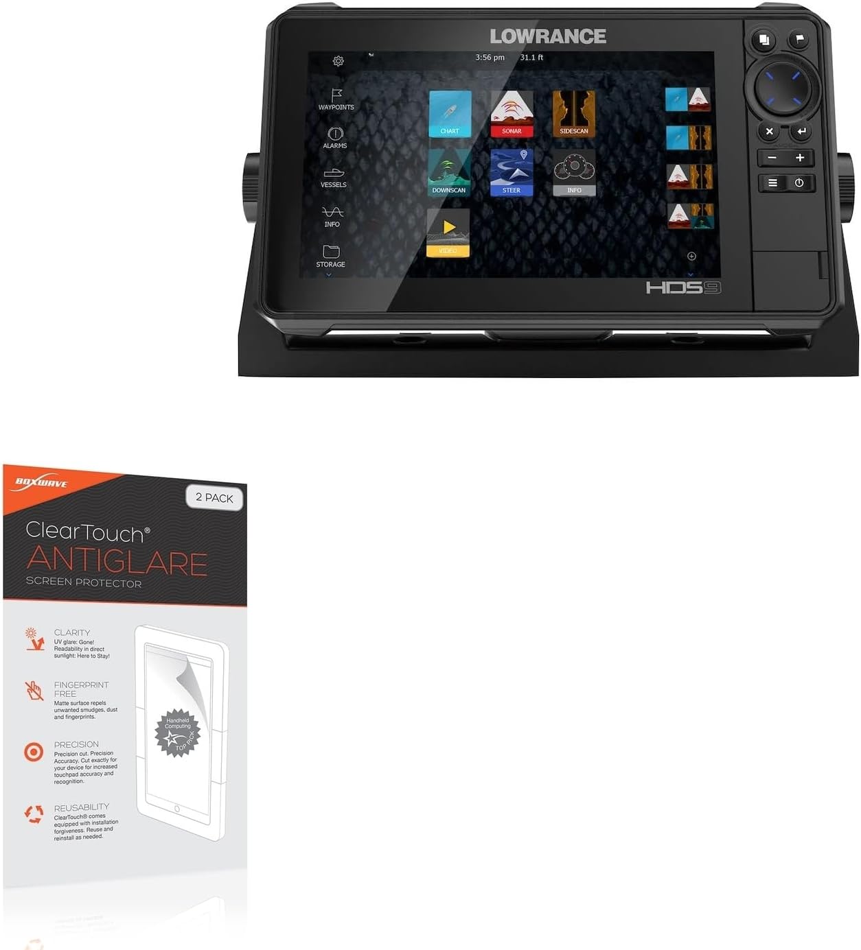BoxWave Screen Protector Compatible with Lowrance HDS-9 Live - ClearTouch Anti-Glare (2-Pack), Anti-Fingerprint Matte Film Skin