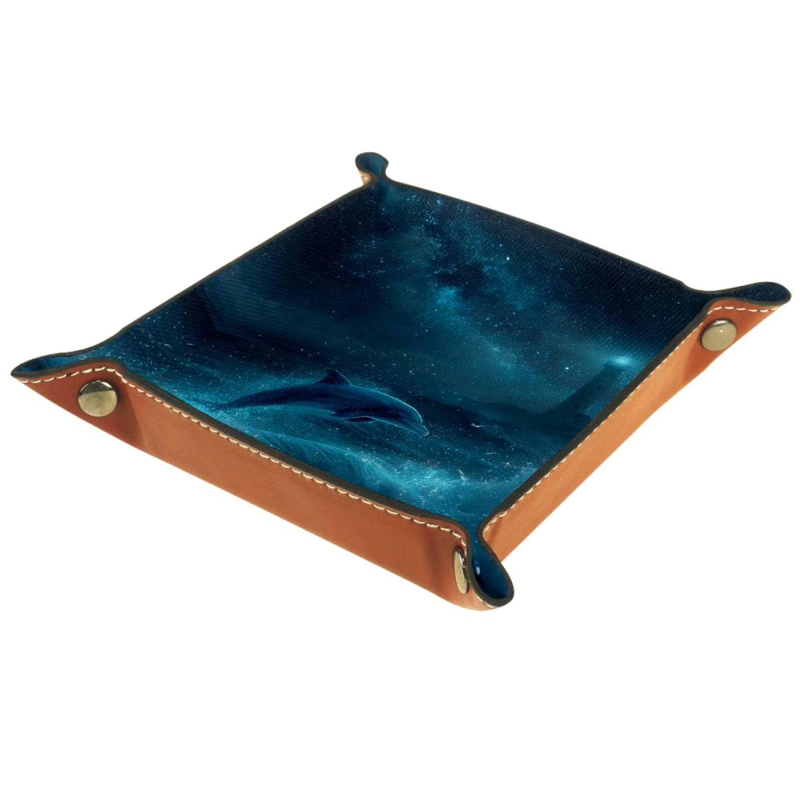 VAPOKF Dolphin Portable Folding Dice Rolling Tray, Microfiber Leather Dice Holder for Dice Games Like RPG, DND and Other Table Games