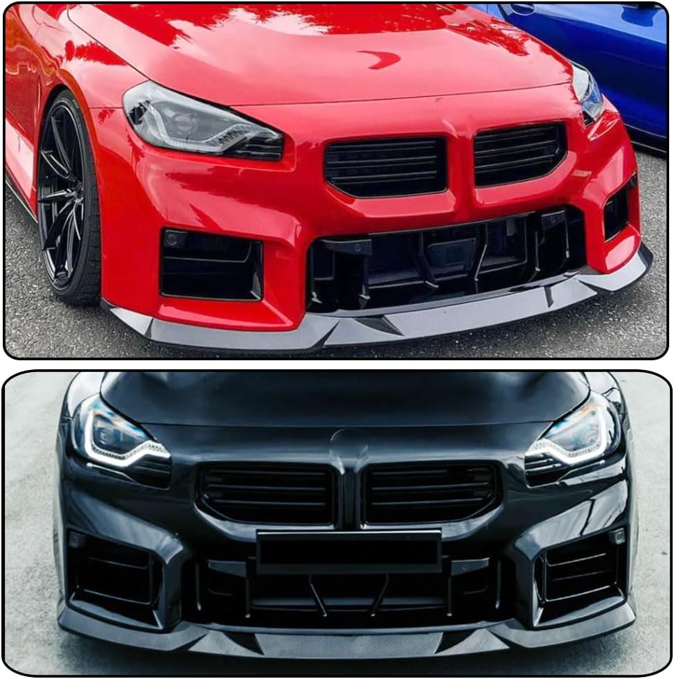 MCARCAR KIT Carbon Look Front Lip for BMW G87 M2 Coupe 2-Door 2022-2024 ABS Front Bumper Lip Chin Spoiler Splitter Protector Factory Outlet 3pcs/Set