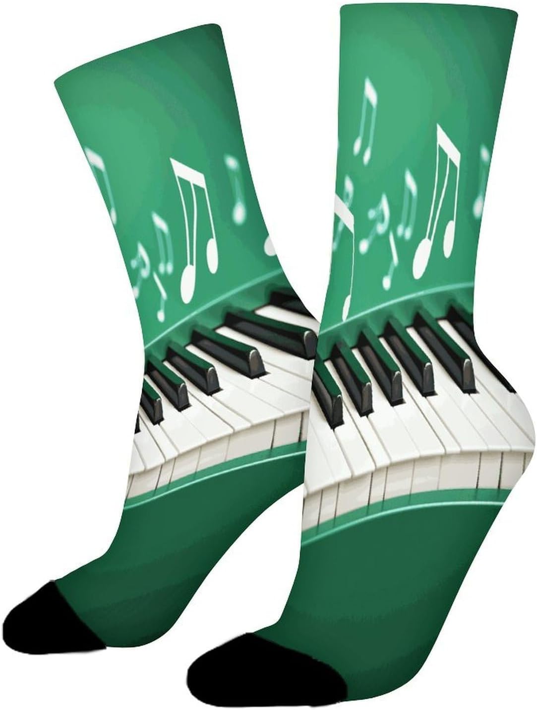 Green And White Piano Keys Crew Sock High Stocking Grippy Socks | Socks for Men & Women,Stockings-Long Thin Tube Sports, Breathable Soft Athletic for Nurses,Travel
