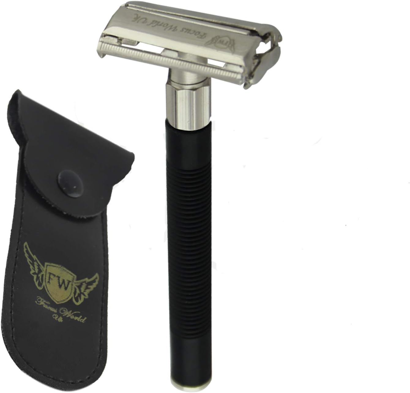 Focus World Classic Twist Open Butterfly Safety Razor, Double Edge Safety Razor Traditional Shaving Razor with Free Pouch