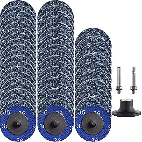 50Pcs P36 Quick Change Discs set 2 Zoll Zirconia Sanding Discs with 1/4" Holder for Die Grinder Surface Prep Strip Grind Polnischer Finish Burr Rust Paint Removal Cover
