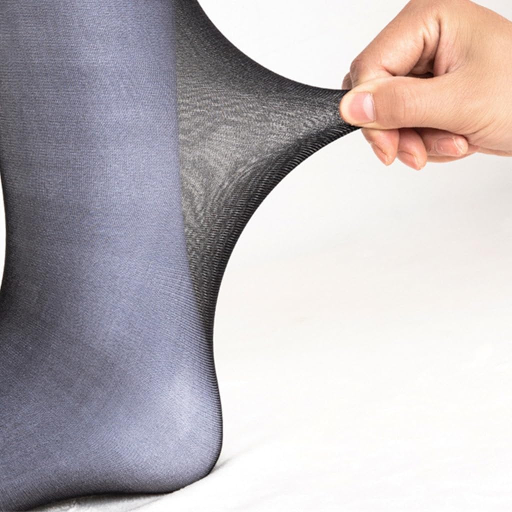 Men's Thin Nylon Suit Dress Socks Soft See Through Breathable Calf Length Socks Long Stockings for Business Formal