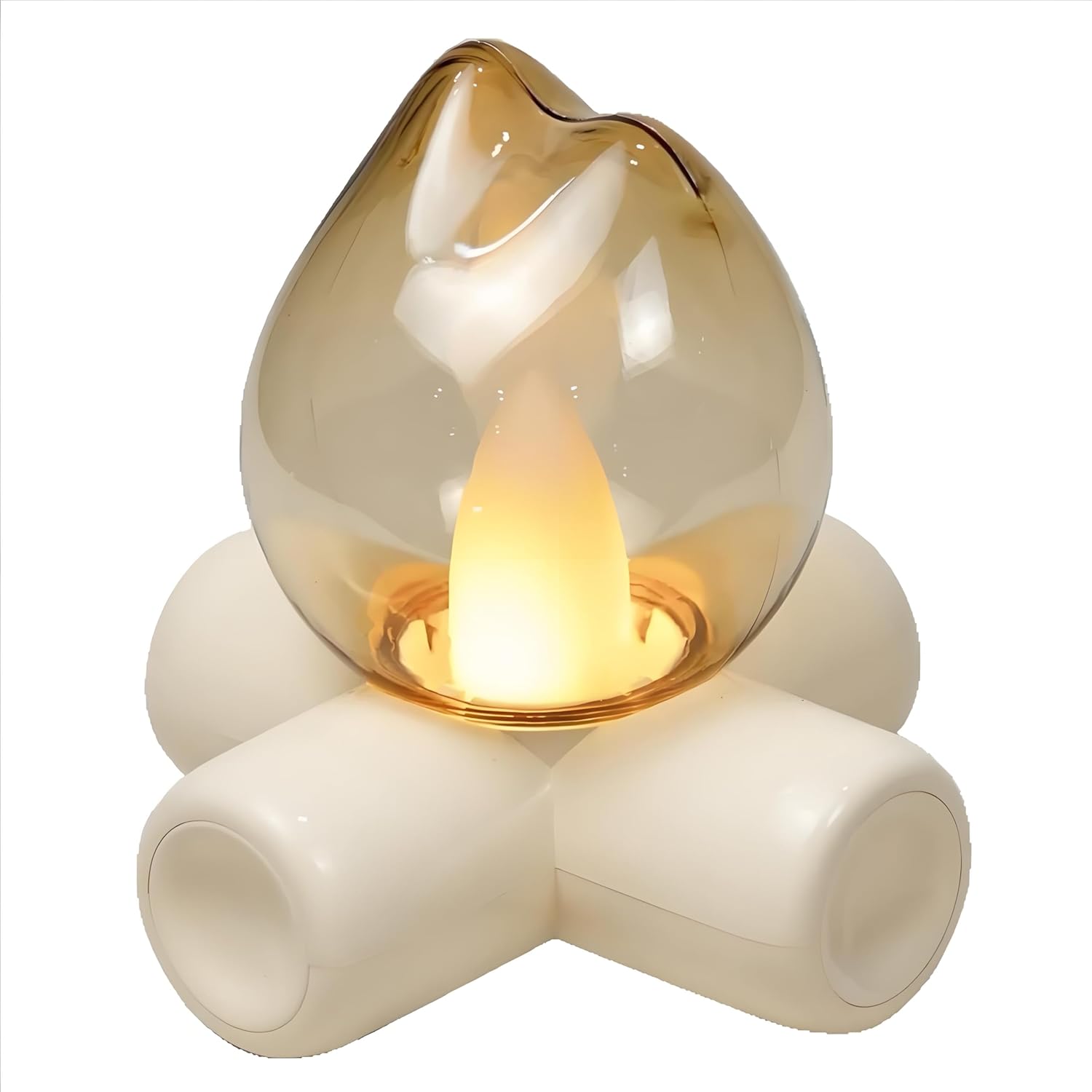 Campfire Lamp, LED Flame Effect Table Lamp, Warm Atmosphere Night Light for Bedroom Bedside, Living Room, Bar Decor, Home Decoration, Fire Bowl Style, Creative Gift