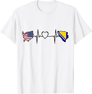 Bosnia Herzegovina USA Heartbeat - Bosnian American USA Flag T-Shirt